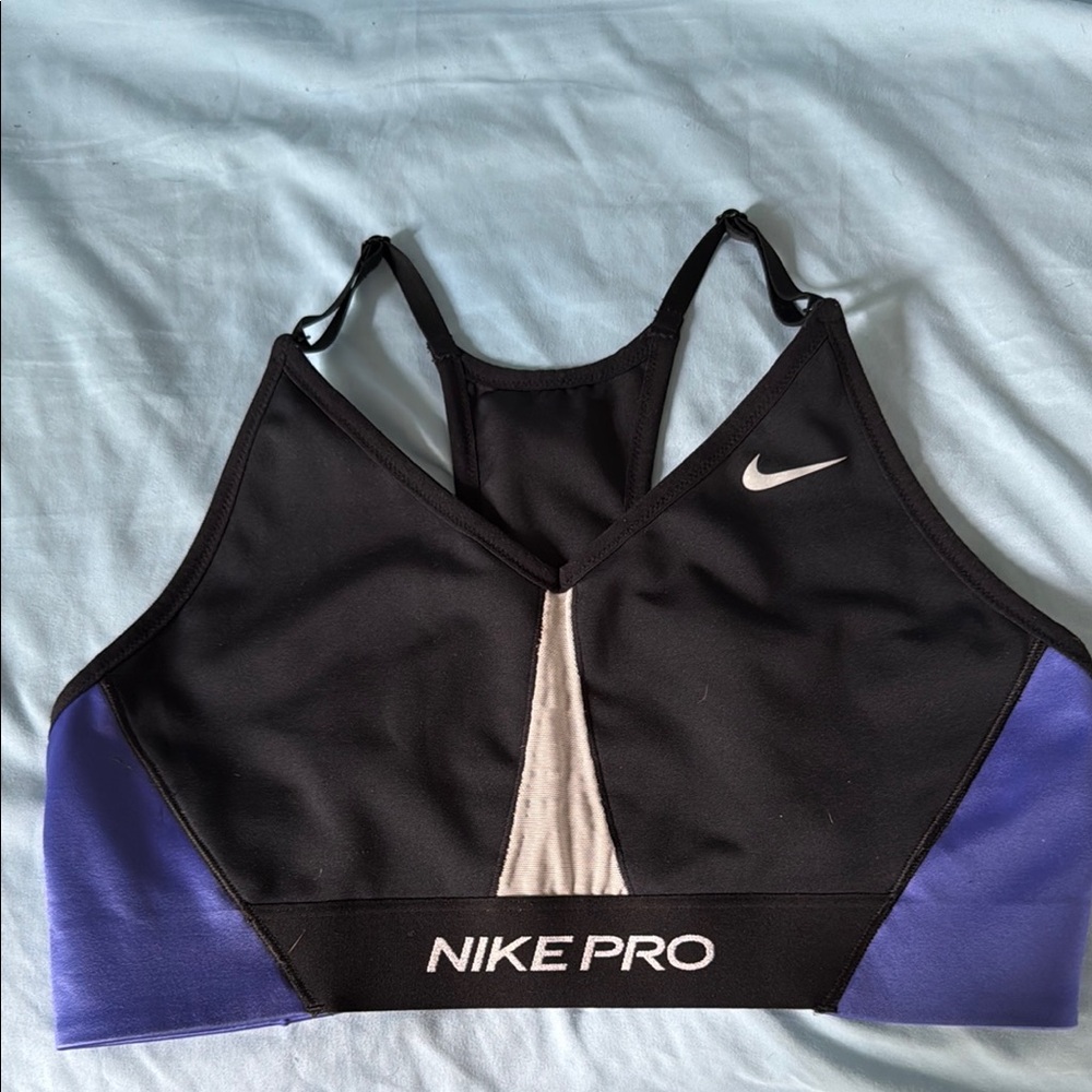 Nike Black and Blue Sports Bra with Medium Support